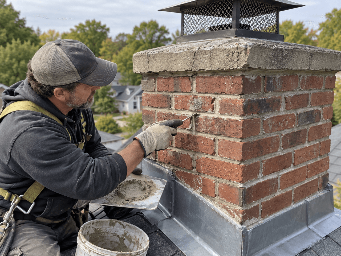 Editorial illustration supporting masonry and chimney crown repair planning