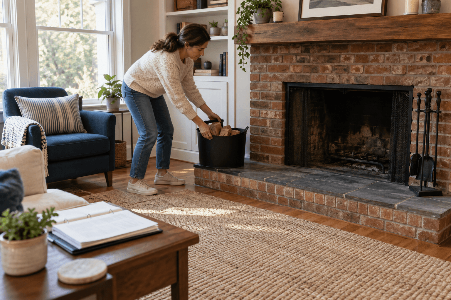 Editorial illustration supporting chimney sweeping and cleaning planning